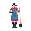 Female gardener or farmer, flat vector illustration isolated on white background.