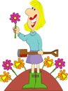 Female gardener with flowers