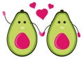 Female Gay avocado cartoon holding hand