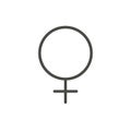 Female gender icon vector. Line woman sex symbol isolated. Trend