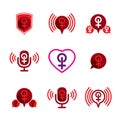 Female gender vector icons set.