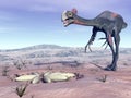 Female gigantoraptor going to its nest - 3D render