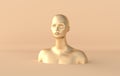 Female golden mannequin head 3d render. Shop display, pastel colors. Woman face Royalty Free Stock Photo