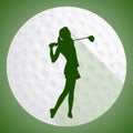 Female Golf Player Silhouette And The GolfBall