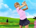 Female Golf player teeing off Royalty Free Stock Photo