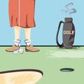 Female golfer feet on golf course Royalty Free Stock Photo