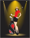 Female golfer and spotlights, golfer fashion
