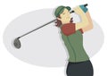 female golfer. Vector illustration decorative design