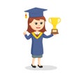 Female graduate standing with thropy