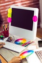 Female graphic designer working at desk