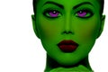 Female Green Face Oil Panting Effect!