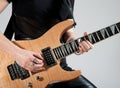 Female guitarist playing electric guitar