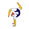 Female Gymnast Character Doing Handstand during Acrobatics Show Performance or Training. Girl Acrobat