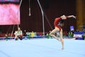 Female gymnast performing during Stella Zakharova Artistic Gymnastics Ukraine international Cup