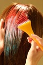 Female hair coloring at a salon