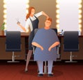 Female Hairdresser Flat Composition Royalty Free Stock Photo