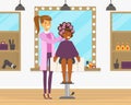 Female Hairstylist or Hairdresser Doing Hair Vector Illustration Royalty Free Stock Photo