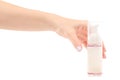 Female hand antiseptic hand foam Royalty Free Stock Photo