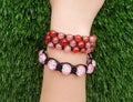 Female hand with beautiful bracelets