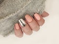 Female hand beautiful glamour handmade knitted elegant, manicure clothing sweater