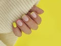 Female hand beautiful elegant, manicure sweater