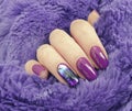 Female hand beautiful elegant  polish  concept   glamour  manicure sweater  care Royalty Free Stock Photo