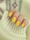 Female hand beautiful manicure colored fingernail