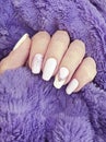 Female hand beautiful manicure sweater elegant Royalty Free Stock Photo