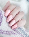 female hand beautiful manicure sweater elegant glamour winter Royalty Free Stock Photo