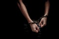Female hand chain trafficking concept with black background Royalty Free Stock Photo