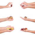Female hand with chesnuts, isolated Royalty Free Stock Photo