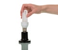 In female hand compact fluorescent light bulb, the cartridge is