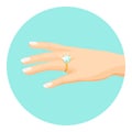 Female hand with diamond engagement ring on finger