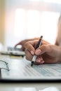 female hand filling us tax form, 1040 Royalty Free Stock Photo