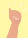 Female hand with fist raised up. Woman`s hand in flat cartoon style. Girl Power. Concept of feminism, rebel and women`s rights. Royalty Free Stock Photo