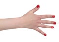 Female hand with gaudy red manicure Royalty Free Stock Photo