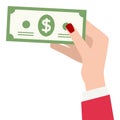 Female Hand Holding Banknote Flat Icon