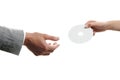 Female hand holding a blank disc Royalty Free Stock Photo