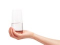 Female hand holding clean drinking glass with water Royalty Free Stock Photo