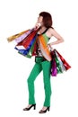 Female hand holding colorful shopping bags Royalty Free Stock Photo