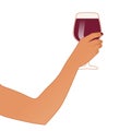 Female hand holding a glass of red wine isolated on white background Royalty Free Stock Photo