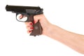 Female hand holding gun Royalty Free Stock Photo