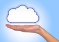 Illustrated cloud on female hand Royalty Free Stock Photo