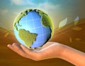 Female hand holding planet Earth Royalty Free Stock Photo