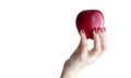 Female hand holding a red apple closeup Royalty Free Stock Photo