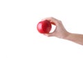 Female hand holding red apple isolated on white background Royalty Free Stock Photo