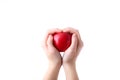 Female hand holding red apple isolated on white background Royalty Free Stock Photo