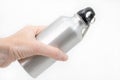 Female hand holding a reusable water bottle Royalty Free Stock Photo