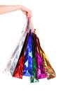 Female hand holding shopping bags Royalty Free Stock Photo