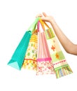 Female hand holding shopping bags Royalty Free Stock Photo